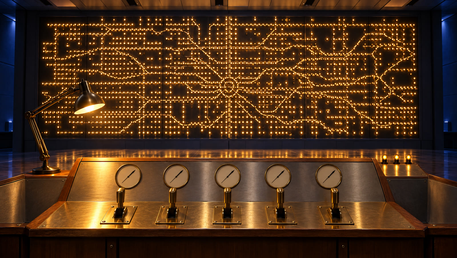 The lamp wall fully lit