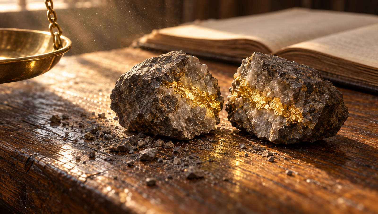 The split stone with a gold vein